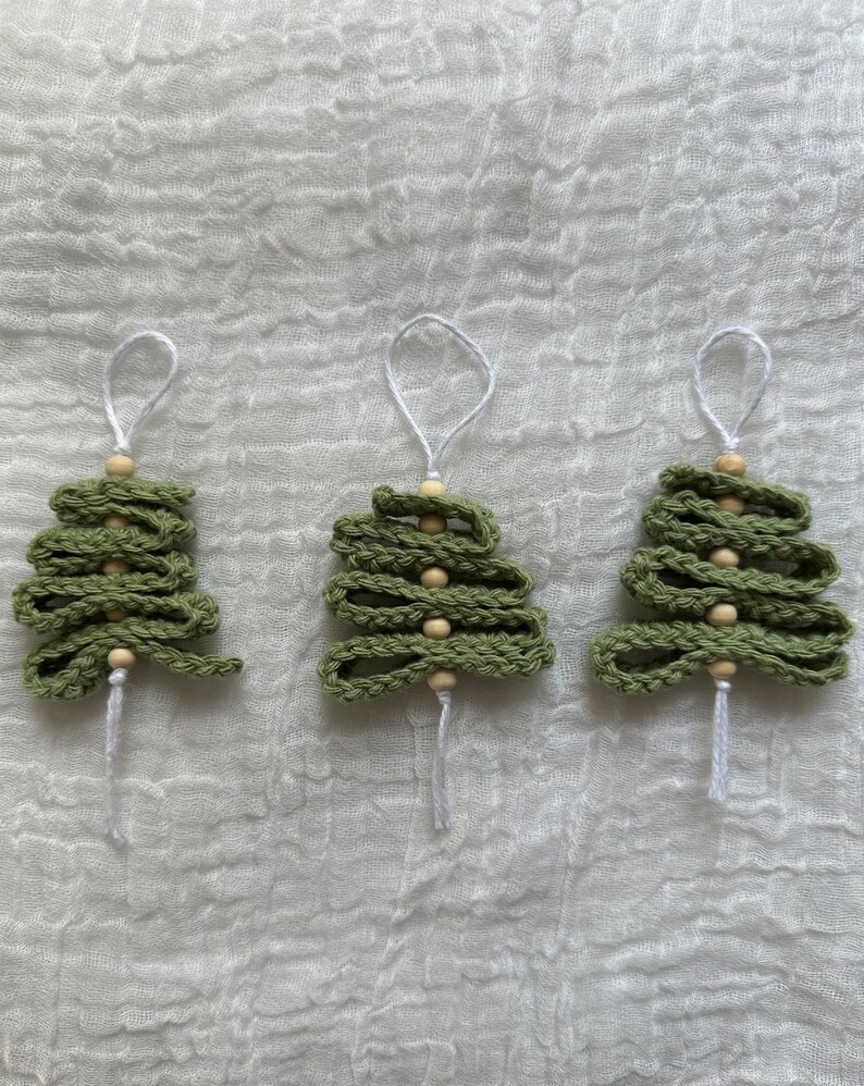 Crochet Christmas Tree Ornament set of 3 Etsy