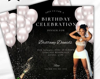 Editable Birthday Celebration Flyer, Dinner Invitation (Digital)