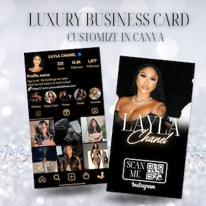 DIY Business Card Template - Premium  Design, Digital Hair, Makeup, Lash, Nail Post on Social Media, Download and Print, Easy Edit in Canva