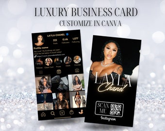 Luxury Business Card Template - Hair, Lash, Nail Tech (DIY Canva Editable, Digital Download)