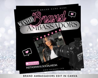 Brand Ambassador Flyer Template, Social Media Post (Edit in Canva)