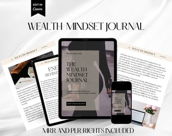 Wealth Mindset Journal, Financial Literacy, Canva Template (Digital Download)