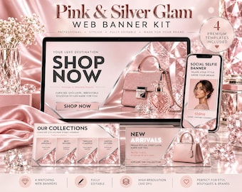 Silver N Pink Web Banner Kit