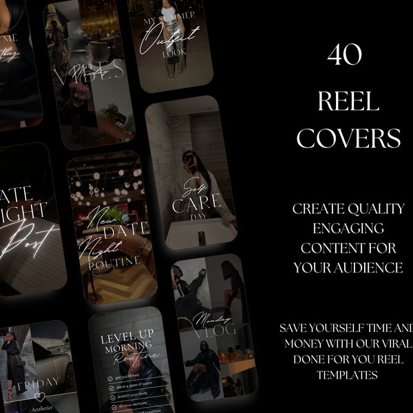 40 Dark Feminine aesthetic Cover Posts, Reel Cover Post, Instagram, Facebook, Social Media cover post,  Templates