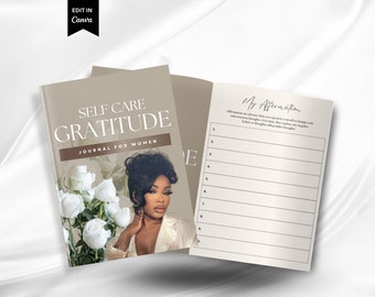 Self Care Gratitude Journal, 70 Pages, Canva Template (PLR)