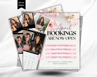 Floral Booking Flyer, Beauty Business Calendar, Canva Template