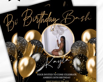 Editable Birthday Flyer Template: Canva Party Invitation (Digital Download)