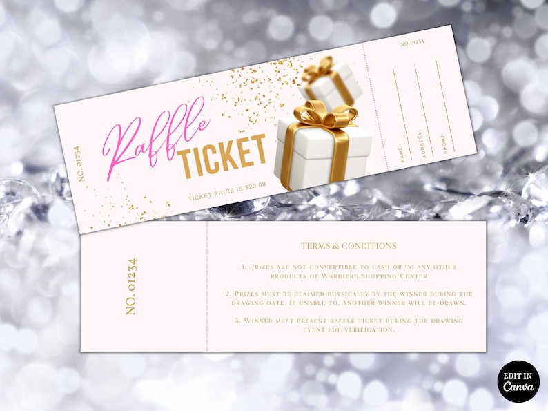 Classy Raffle Tickets Raffle Ticket, Event Ticket, Digital Download, Prize, Party, Event ...