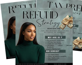 Editable Tax Prep Flyer Template - Refund Strategy| DIY Marketing Design (Digital Download) 2 Style Design