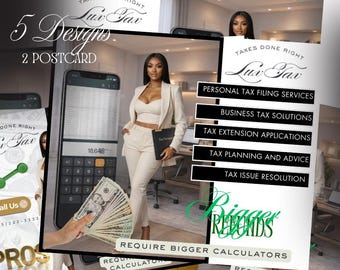Big Calculator Tax Bundle 5 Designs 2 back pages for postcard mailing