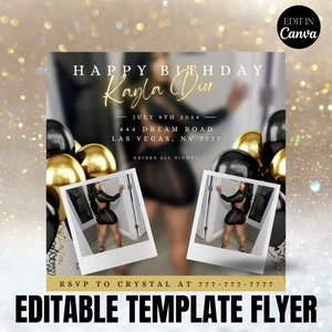 Birthday Flyer, Birthday Invitation , Digital Flyer, Birthday Girl, Birthday Dinner, Birthday Turn Up, Celebration Flyer, Editable Flyer