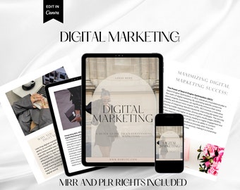 Digital Marketing E-Book Guide, Canva Template, MRR PLR (Digital Download)