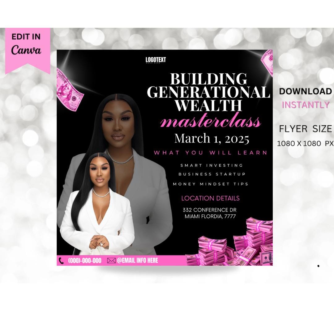 Example Master Class Flyer Business Masterclass Flyer Template: Editable Canva Design (1080x1080 ...