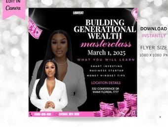 Business Masterclass Flyer Template: Editable Canva Design (1080x1080 px)