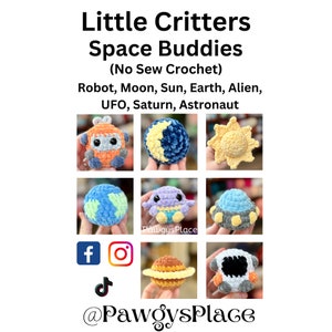 Little Critters Space Buddies No Sew Crochet Pattern 8 Pack