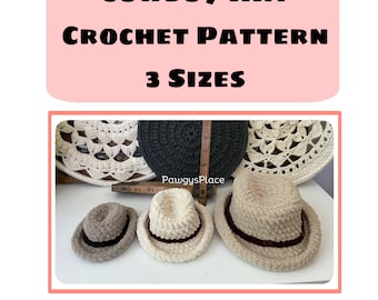 Crochet Pattern Cowboy Hat 3 sizes