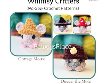 Little Whimsy Critters No Sew Cottage Mouse and Dugger the Mole-haakpatronen