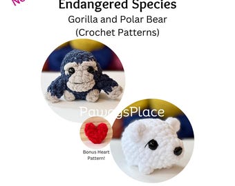 Little Critters No Sew Endangered Species Crochet Pattern Gorilla and Polar Bear Buddy Pack