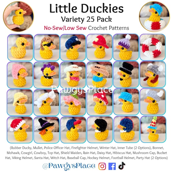 Little Duckies Variety 25 No-Sew/Low-Sew Crochet Pattern Pack