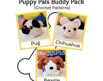 Little Critters No Sew Puppy Pals Crochet Pattern Buddy 3 Pack (Pug, Chihuahua, and Beagle)