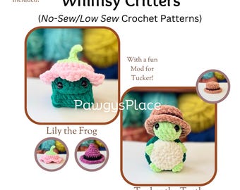 Little Critters No/Low Sew Whimsy Critters Lily the Frog en Tucker the Turtle-haakpatronen