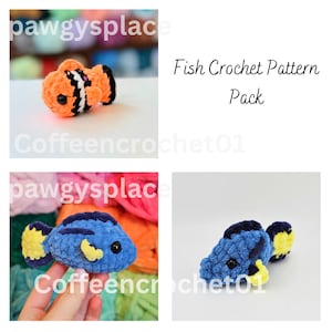 No Sew Baby Blue Tang, Baby Clown Fish and Blue Tang Crochet Patterns