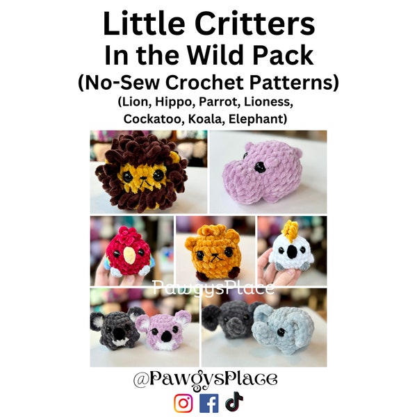 Little Critters In The Wild No-Sew Häkelanleitungen 7er Pack