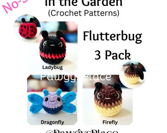 Little Critters In the Garden 3er Pack (Marienkäfer, Libelle und Glühwürmchen) Häkelanleitungen