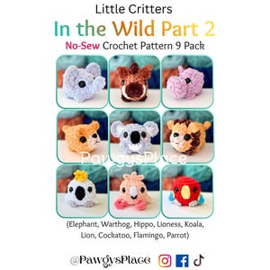 In the Wild Little Critters P2 No Sew Crochet Pattern 9 Pack