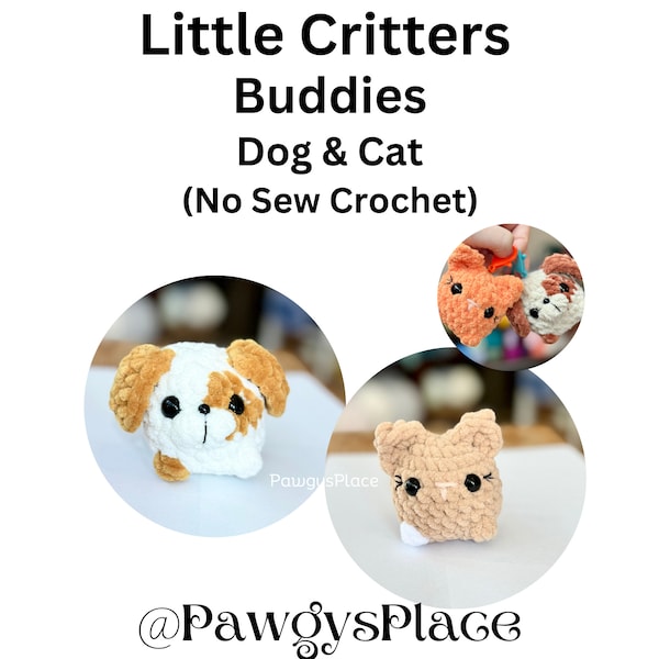 Dog and Cat Little Critters Buddies Pack No Sew Farm Crochet