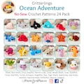 Critterlings Ocean Adventure 24 Pack, Small No-Sew Crochet Patterns