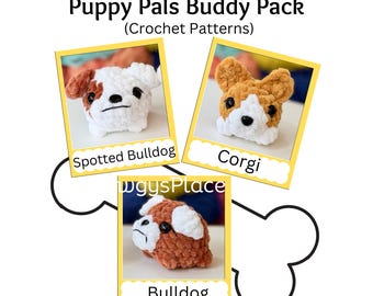 Little Critters No Sew Puppy Pals Buddy Crochet Pattern 3 Pack (Corgi, Spotted Bulldog, Bulldog)