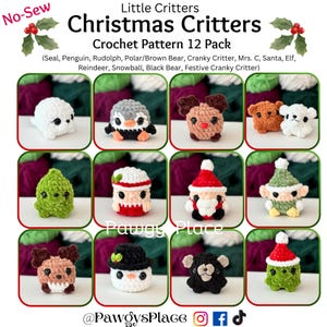 Christmas Little Critters No Sew Crochet Pattern 12 Pack