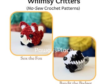 Little Whimsy Critters No Sew Sox the Fox en Bandit the Badger-haakpatronen