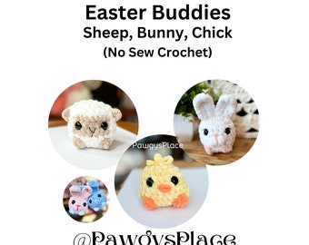 Easter Chick Sheep and Bunny Little Critters Buddies Pack No Sew Farm Crochet.