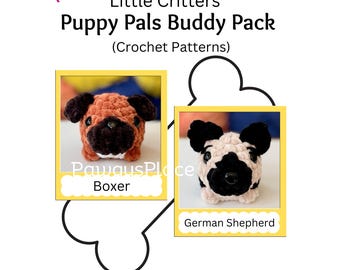 Little Critters No Sew Puppy Pals Crochet Pattern Buddy 2 Pack (Boxer and German Shepherd)