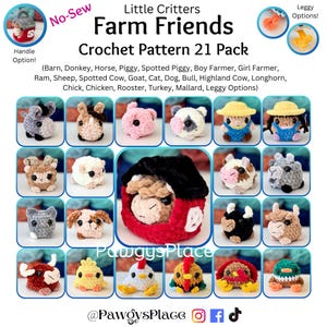 Patrón de crochet sin costura "Farm Friends Little Critters" (paquete de 21)