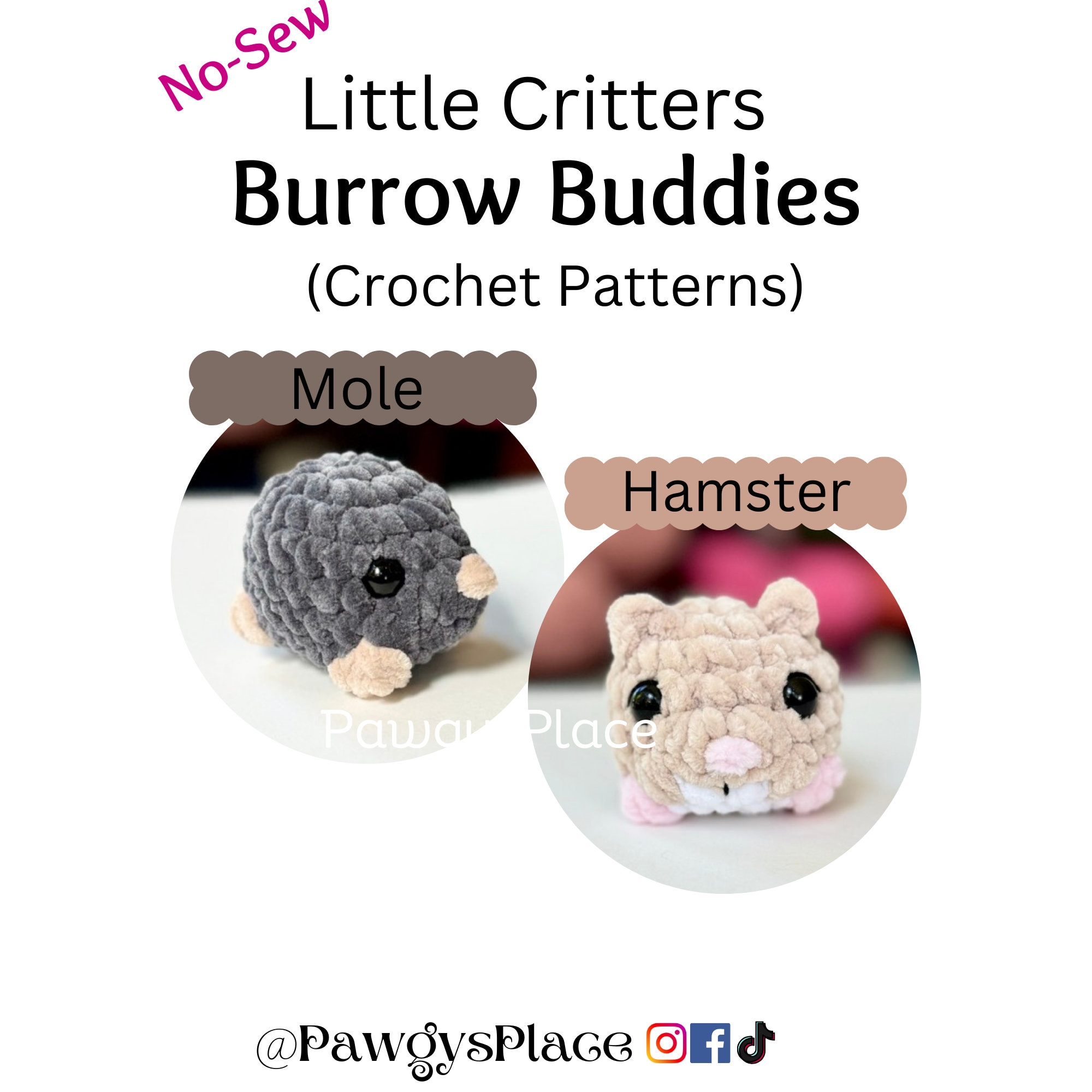 24 Hamster Crochet Patterns for Adorable Gifts, Desk Decor, and Tiny Plushie Fun 21 Little Critters Burrow Buddies Crochet Pattern 2 Pack