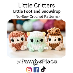 Little Critters Little Foot and Snowdrop No-Sew Crochet Patterns (Baby Yeti and Sasquatch)