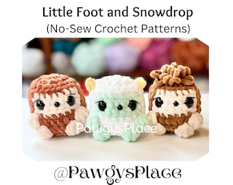 Little Critters Little Foot and Snowdrop No-Sew Crochet Patterns (Baby Yeti and Sasquatch)