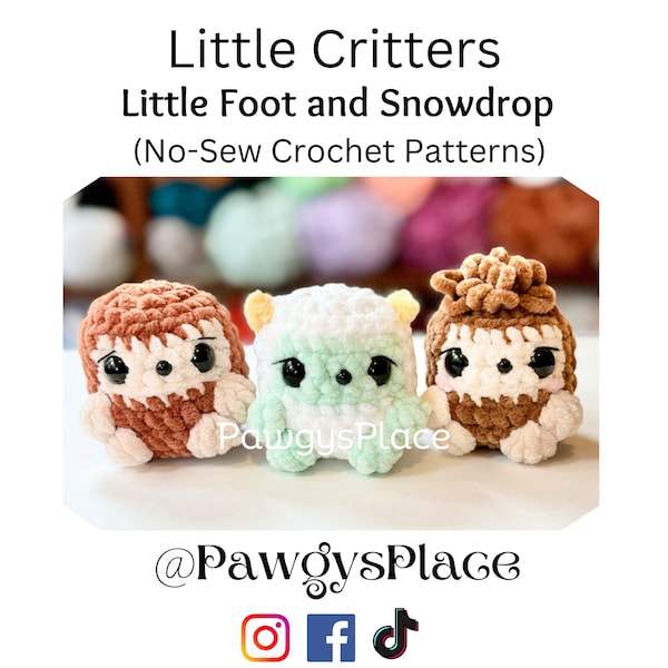 Little Critters Little Foot and Snowdrop No-Sew Crochet Patterns (Baby Yeti and Sasquatch)