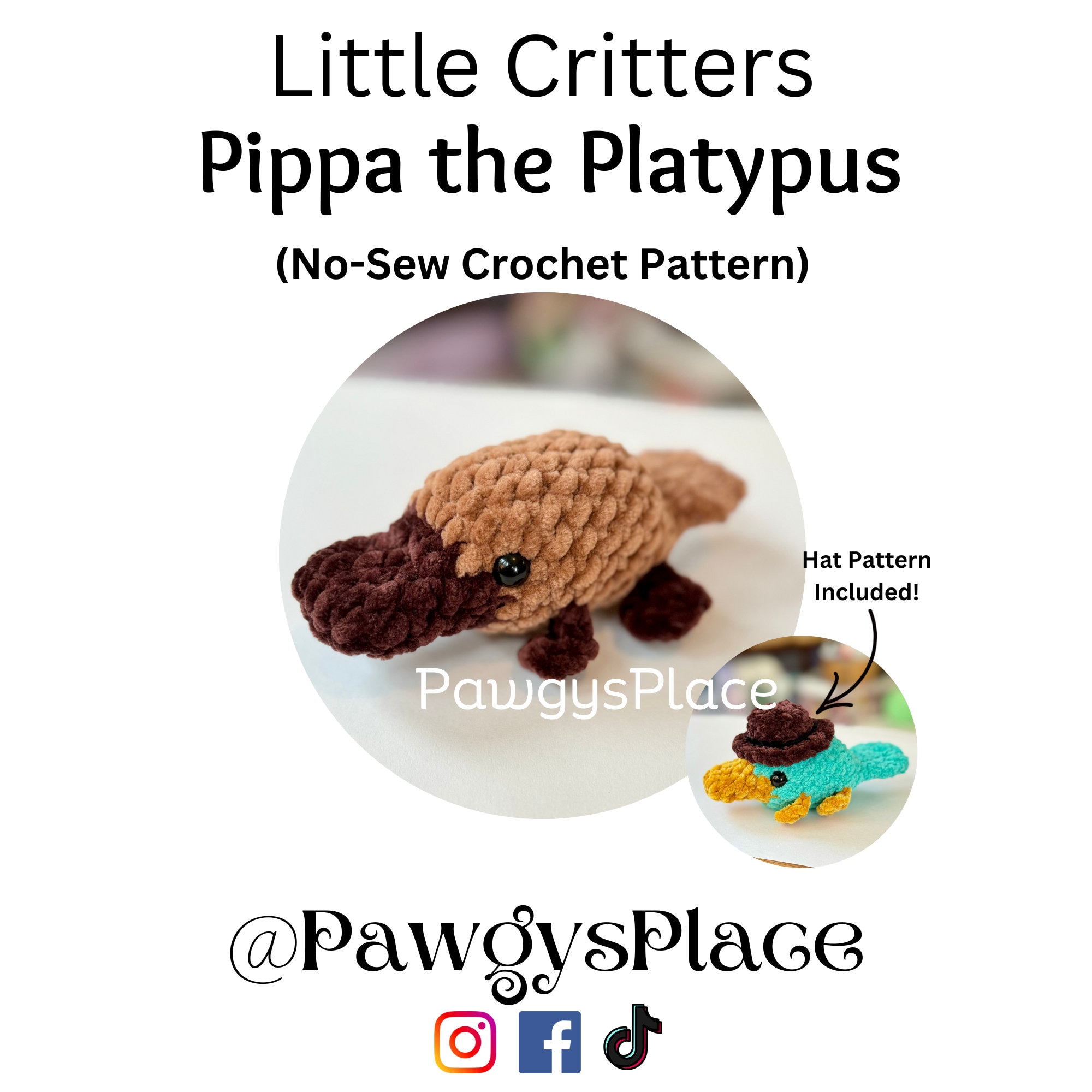 32 Platypus Crochet Patterns for Cute Aussie-Inspired Amigurumi Projects 21 Little Critters Pippa the Platypus and Hat