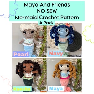 No Sew Maya and Friends Mermaid 4 Pack Crochet Pattern