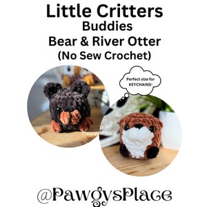 Niedźwiedź i wydra rzeczna Małe zwierzątka Zestaw dla przyjaciół bez szycia Leśny szydełk