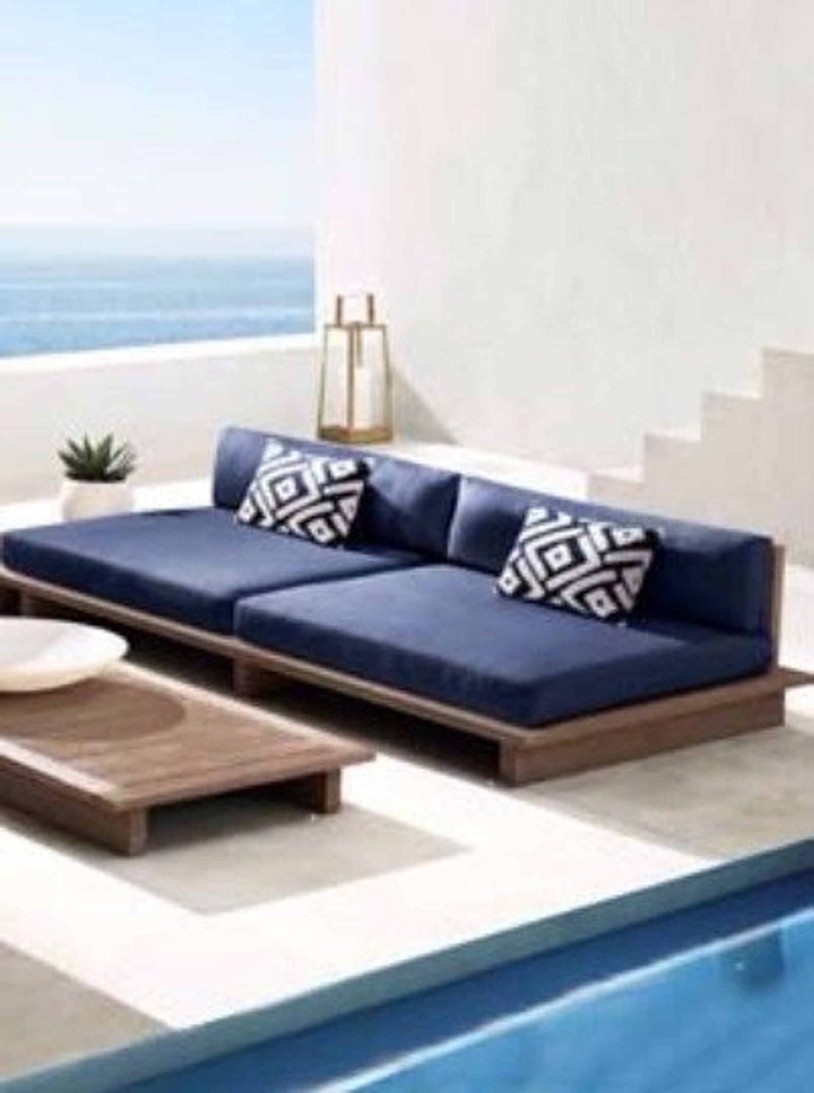 Linen Cushion, Pallet Cushion Sofa, With Sun Fabric, Customizable Bench