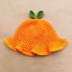 Cute Orange Fruit Bucket Hat Crochet 