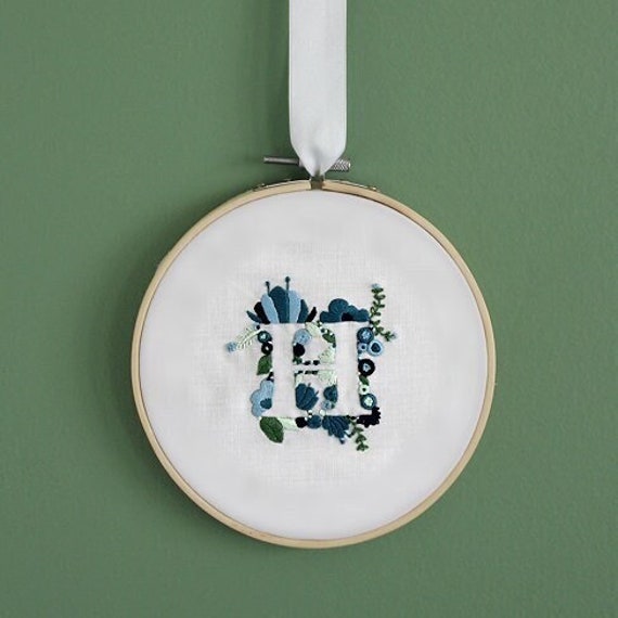 Tambour Brodé Main Personnalisé Lettre H