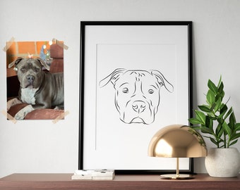 CUSTOM PET PORTRAIT, Pet drawing, Personalized line art from photo, Pet portrait, Pet loss memorial, Dog portrait, Pet line art, Cat drawing