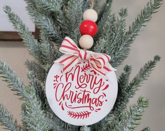 Merry Christmas | Wood | Christmas Tree Ornament | Rustic | Farmhouse