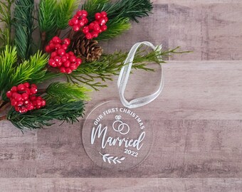 Our First Christmas Married | Clear | Christmas Tree Ornament